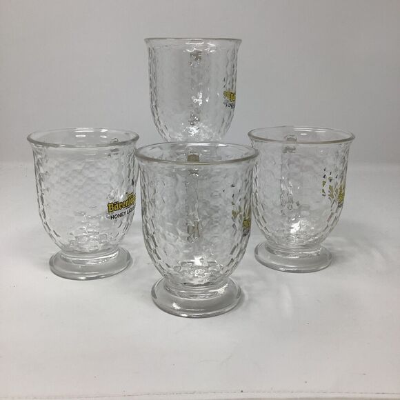 Bärenjäger Barenjager Honey Liqueur Glass Coffee Mug Honeycomb Pattern Set of 4 - Picture 3 of 9